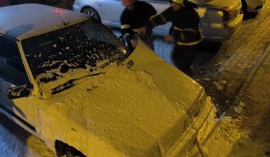 Urfa’da otoparkta otomobil alevler aldı!