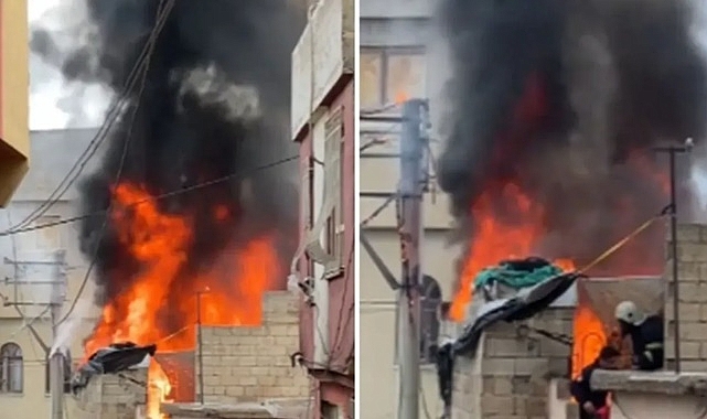 Urfa’da çatıdaki yangın korku dolu anlara sahne oldu